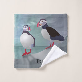 Zwei Puffins Design Badhandtuch Set
