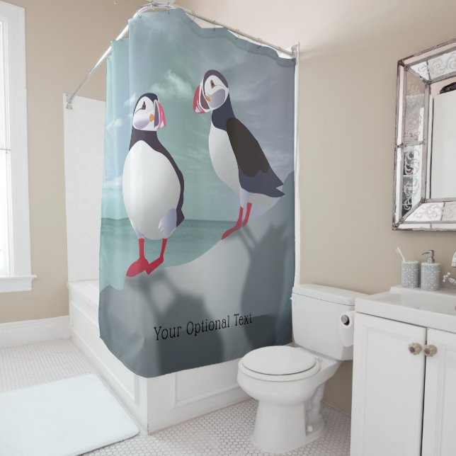 Zwei Puffins Design Duschvorhang (Beispiel)