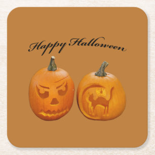 Zwei Pumpkins glückliches Halloween Rechteckiger Pappuntersetzer