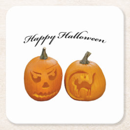 Zwei Pumpkins glückliches Halloween Rechteckiger Pappuntersetzer