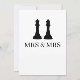 Zwei Queens Schach Pieces Lesbische Hochzeit Ankündigung