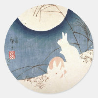 ZWEI RABBITS UND EIN MOONJAPANISCHER DRUCKROUNDSCH