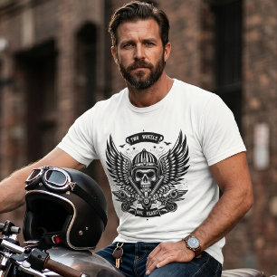 Zwei Räder Ein Herz Biker-Totenkopf T-Shirt