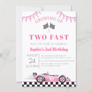 Zwei rasante Rennwagen Mädchen am 2. Geburtstag wa Einladung