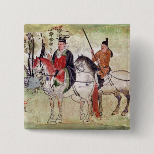 Zwei Reiter in einer Landschaft Button