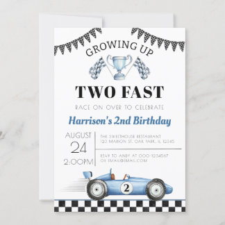 Zwei Rennwagen Junge zum zweiten Geburtstag wachse Einladung