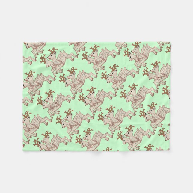 Zwei Rentiere Fleecedecke (Vorderseite (Horizontal))