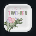 Zwei-Rex-Party-Papier-Teller für Mädchen Pappteller<br><div class="desc">Dinosaur Party Teller Bereit,  von Ihnen personalisiert zu werden!</div>