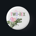 Zwei-Rex-Party-Taste für Mädchen Button<br><div class="desc">Dinosaur Party Button Fertig,  um von Ihnen personalisiert zu sein!</div>