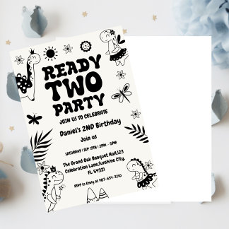 Zwei Rex Ready Two Party, Junge zweite Geburtstags Einladung