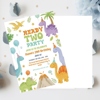 Zwei Rex Ready Two Party, Junge zweite Geburtstags Einladung