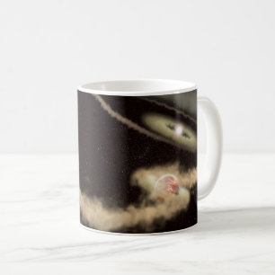 Zwei riesige Gasexoplanen, die einen jungen Star u Kaffeetasse