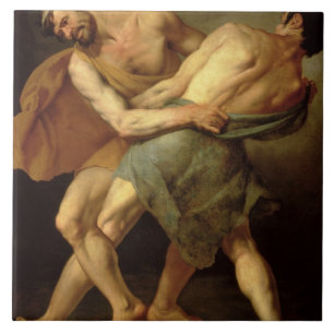 Zwei Ringkämpfer Fliese