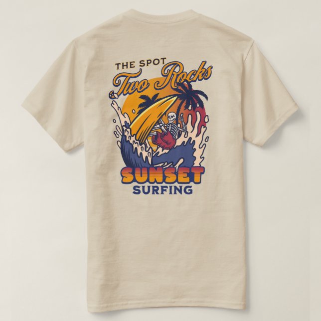 Zwei Rocks Surf und Beach T - Shirt (Design Rückseite)