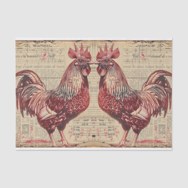 Zwei Rooster-Hühner-Bauernhof Seidenpapier (Vorderseite)
