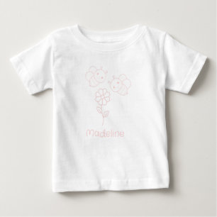 Zwei rosa Baby-Hummeln Eine rosa Daisy Name einfüg Baby T-shirt