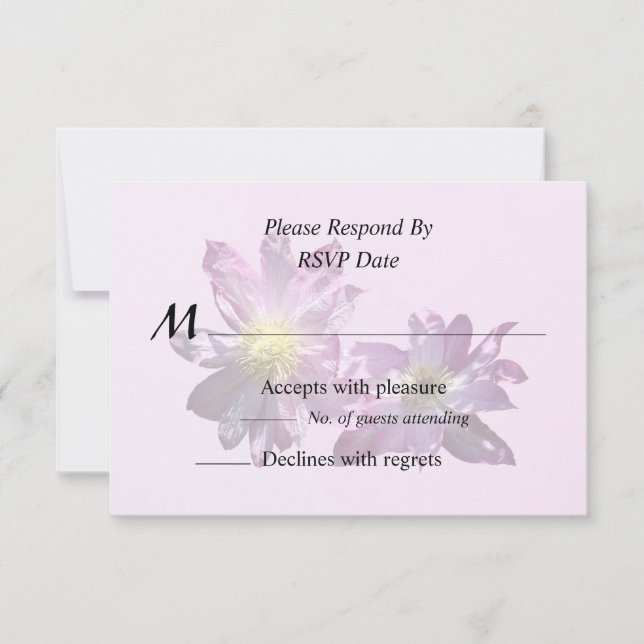 Zwei rosa Clematis RSVP Karte (Vorderseite)