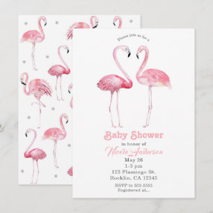 Zwei rosa Flamingo-Flamingo-tropische Babyparty Einladung
