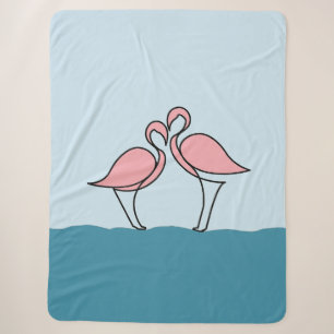 Zwei rosa Flamingos auf dem Wasser groß Sherpadecke