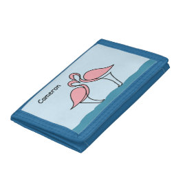 Zwei rosa Flamingos auf dem Wasser Trifold Geldbörse