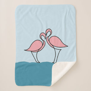Zwei rosa Flamingos auf Wasser Klein Sherpadecke