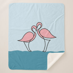 Zwei rosa Flamingos auf Wasser Medium Sherpadecke