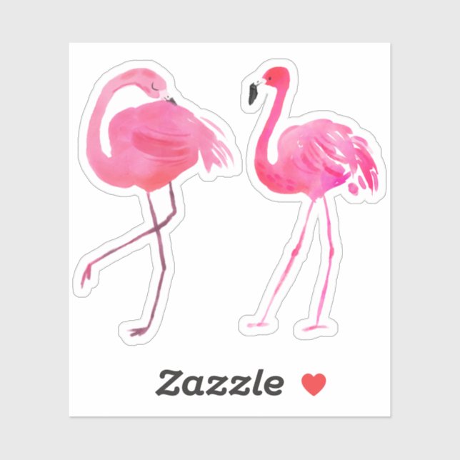 Zwei rosa Flamingos-Illustration Aufkleber (Blatt)