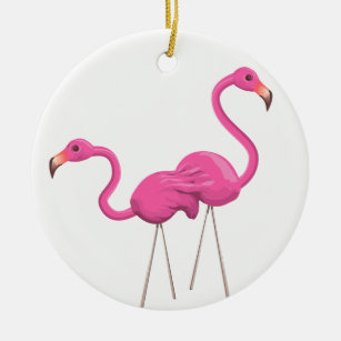 Zwei rosa Flamingos stehend Keramikornament