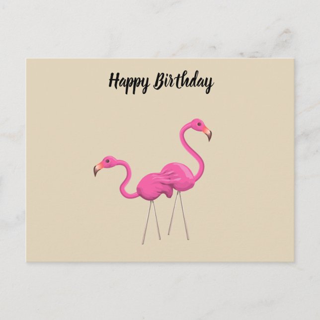Zwei rosa Flamingos stehend Postkarte (Vorderseite)