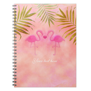 Zwei rosa Flamingos Tropical Beach Notebook Notizblock