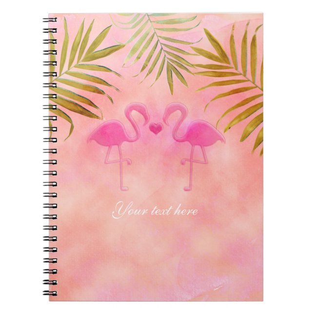 Zwei rosa Flamingos Tropical Beach Notebook Notizblock (Vorderseite)