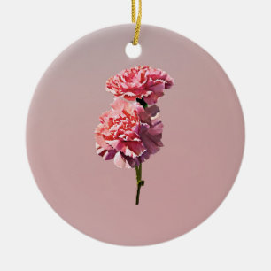 Zwei rosa Nelken Keramik Ornament