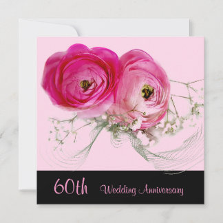 Zwei rosa Rosen 60. Hochzeitstag Einladung