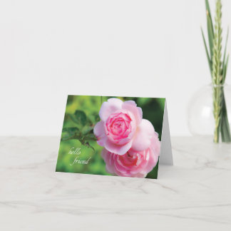 Zwei rosa Rosen, hallo Freund - Anmerkungs-Karte Karte