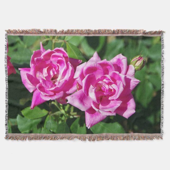 Zwei rosa Rosengewebte Decke (Vorderseite)