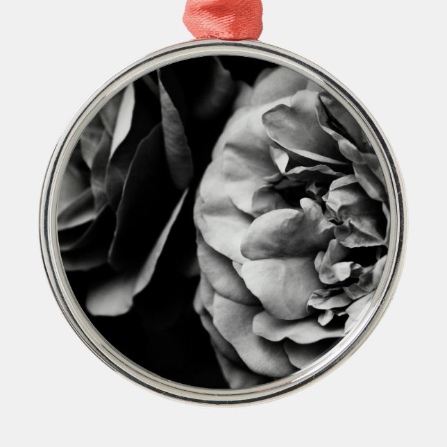 zwei Rose Silbernes Ornament (Vorne)