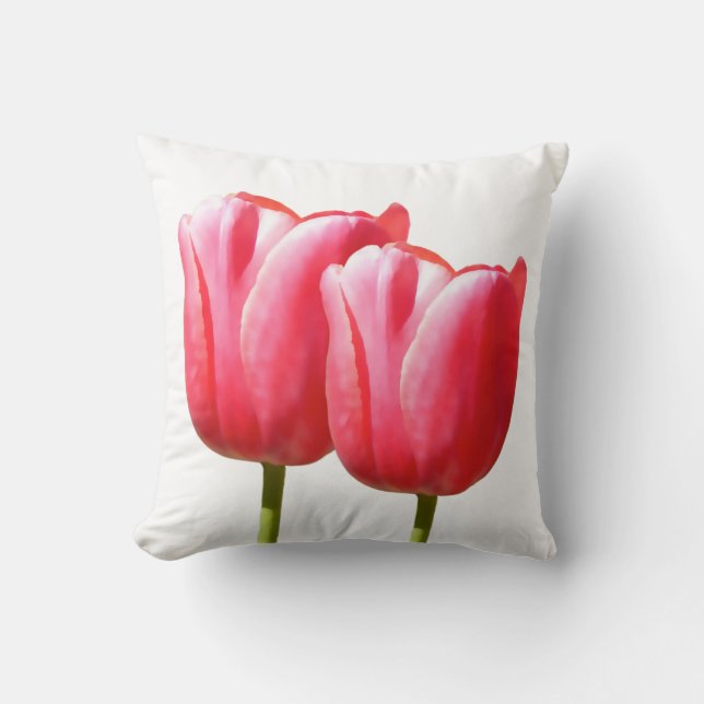 Zwei Rose Tulip Stems Kissen (Vorderseite)