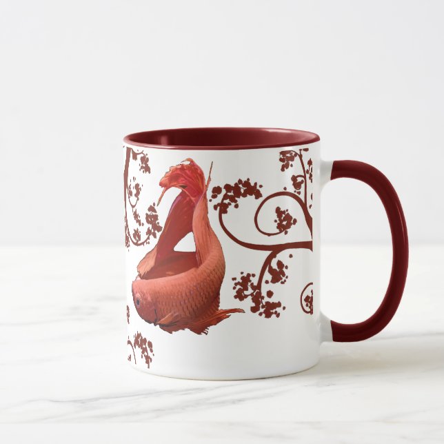 Zwei Rot Bettas Tasse (Rechts)