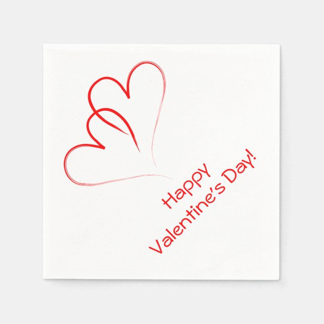 Zwei rote Herzen - Glücklicher Valentinstag! Serviette (Vorderseite)