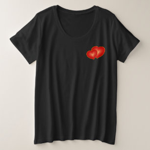 Zwei rote Herzen, moderne digitale Kunst Grafik Große Größe T-Shirt