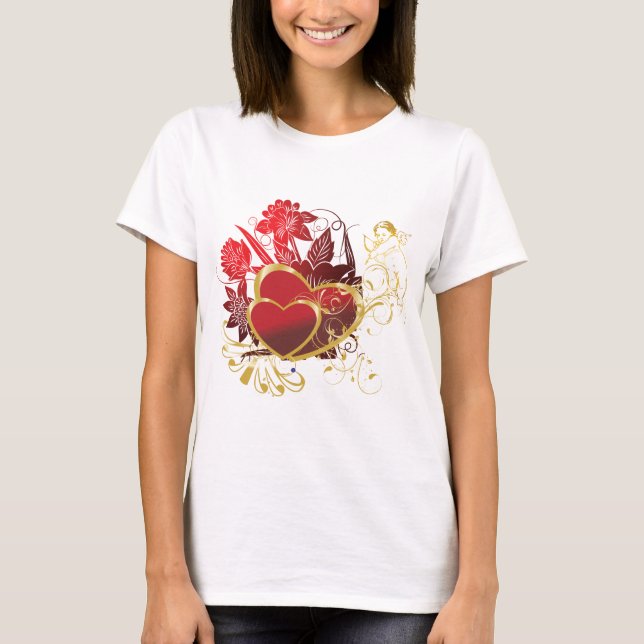 Zwei rote Herzen T-Shirt (Vorderseite)