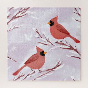 Zwei rote Kardinäle   Aquarell-Erinnerung