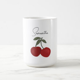 Zwei rote Kirschen Illustration | Süße Obstkunst Kaffeetasse