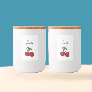 Zwei rote Kirschen Illustration   Süße Obstkunst  Lebensmitteletikett