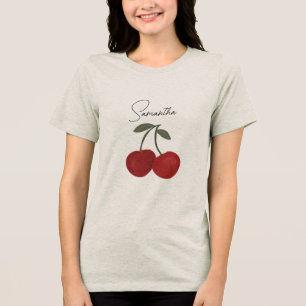Zwei rote Kirschen Illustration   Süße Obstkunst  Tri-Blend Shirt