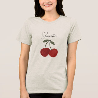 Zwei rote Kirschen Illustration | Süße Obstkunst Tri-Blend Shirt