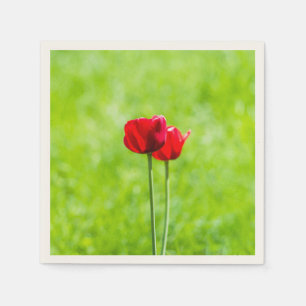 Zwei rote Tulpenblüten Serviette