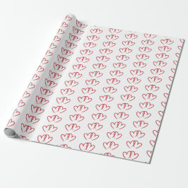Zwei rote verbundene Herzen -Rolle Geschenkpapier