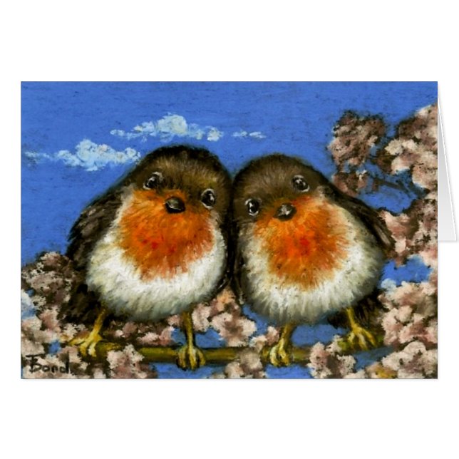 Zwei Rotkehlchen (Vorderseite (Horizontal))