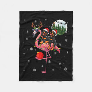 Zwei Rottweilers, die Flamingo Reindeer Sung Fleecedecke
